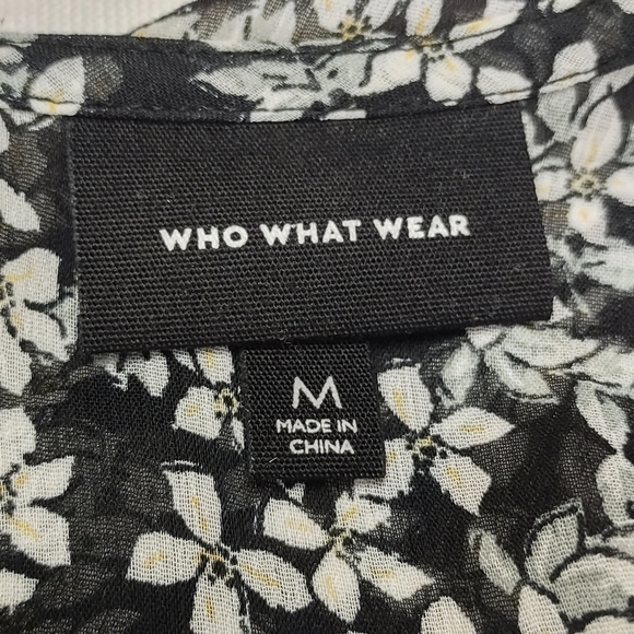 Who what wear Women's Black White Floral Print Dress Sz M - Picture 9 of 10